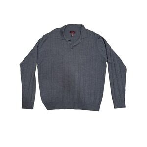 Nordstrom Smartcare Men's Sweater XL Tall Merino Wool Gray Blue‎ Long Sleeve